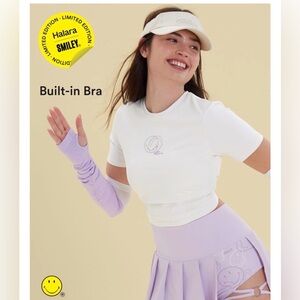 Halara X Smiley® Halara Round Neck Short Sleeve Cropped Casual T-Shirt Size XL